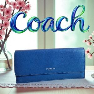 Coach Blue Slim Leather Women's Wallet